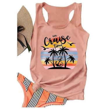 Imagem de Sun Sand and A Drink in My Hand Regatas Femininas Verão Praia Gráfica Sem Mangas Camiseta Fofa Country Vacation Tank Cami, Cruzeiro/Coral, P