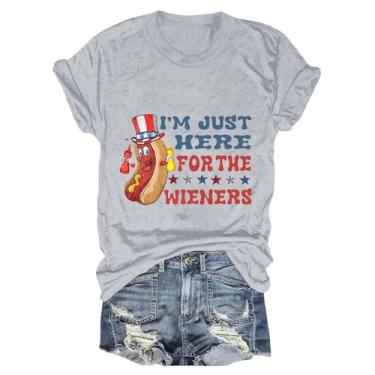 Imagem de 4th of July Shirts Women American Flag Graphic Tees Patriotic Clothing Camiseta básica 2024 roupas modernas, Cinza, M