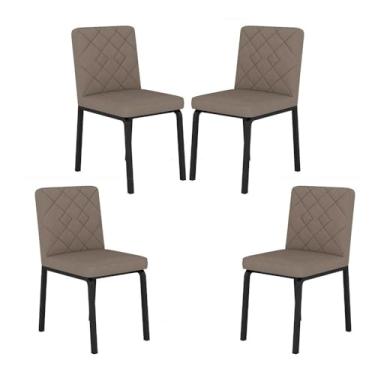Imagem de Kit 4 Cadeiras Estilo Industrial Véria Pret/capucci - Móveis Arapongas Preto Fosco/veludo Capuccino