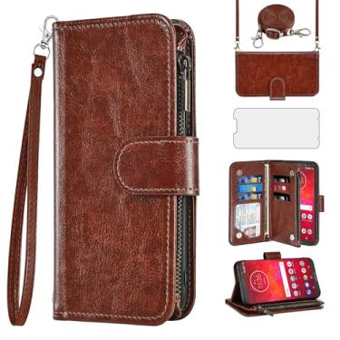 Imagem de Asuwish Capa de celular para Moto Z3 / Z3 Play carteira celular com protetor de tela alça transversal flip zíper suporte para cartão de crédito TPU slot suporte Motorola MotoZ3 Z 3 capa 3 3Z Z3play