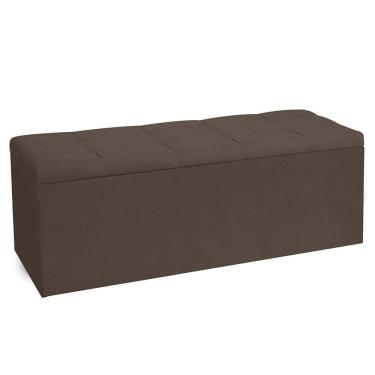 Imagem de Calçadeira Recamier Baú Queen 1,60m Roma Suede Marrom - Pallazio