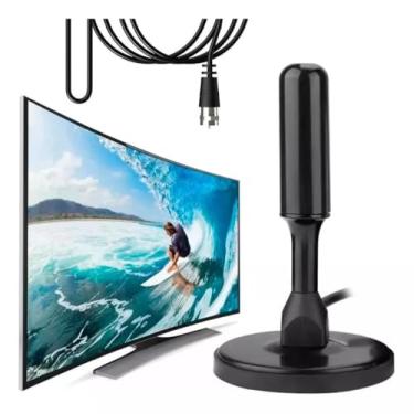 Imagem de Antena Digital TV Interna Externa Amplificada HDTV 4K UHF | VHF | FM, Resistente A Água, Compatível Com Samsung, LG, Philco, APC, Philips, Smart TV, Led, LCD, 3D, Cabo 5 Metros, Com Imã.