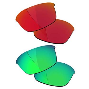 Imagem de Lentes polarizadas RockShell de substituição para óculos de sol Oakley Flak Jacket – Vermelho Lava + Verde Python