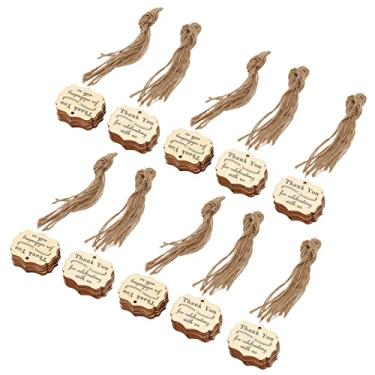 Imagem de Etiqueta de agradecimento de madeira, material de mdf de artesanato DIY 20 conjunto de embrulho de presente etiqueta de agradecimento exclusivo toque de presente para festa de casamento