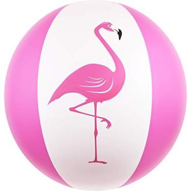 Imagem de Bola de praia de flamingo rosa jumbo de coco ao ar livre - bola de praia inflável grande de 68 cm - ótima para festas de verão e eventos de natação