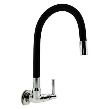 Imagem de Torneira Gourmet Cozinha Parede Flexível 1/4 Volta(Preto)