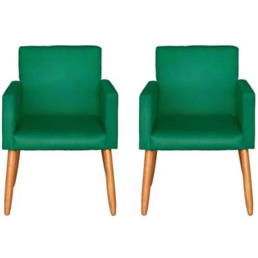 Imagem de Kit 2 Poltronas Cadeira Decorativa para Sala de estar Cadeiras para Recepção Manicure Escritório Sala De Espera (VERDE)