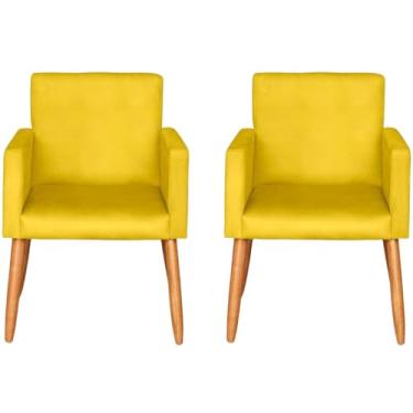 Imagem de Kit 2 Poltronas Cadeira Decorativa para Sala de estar Cadeiras para Recepção Manicure Escritório Sala De Espera (AMARELO)