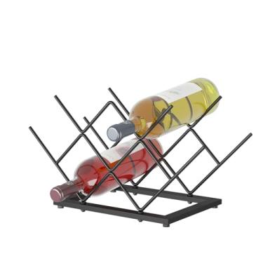 Imagem de KOKSTOP Bancada para vinhos, organizador de garrafas de vinho de metal preto para bar doméstico, cozinha, armário, despensa, prateleiras de vinho de mesa para copo e garrafa de água – capacidade de
