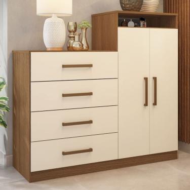 Imagem de Cômoda Áurea 2 Portas 4 Gavetas 1,20 m - Comoda para Quarto - Demobile