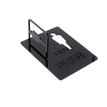 Imagem de Acrylic Wall Side Hanging Door Toilet Sign, Creative Men's and Women's Bathroom Three-dimensional WC Reminder Sign Washroom Double-sided Door Sign 15x20cm/20x25cm (Color : Men 15x20cm)