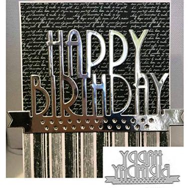 Imagem de SunnyKids Letras de feliz aniversário para corte de metal, estênceis de feliz aniversário, faça você mesmo, artesanato, cartões, corte, matrizes para fazer cartões, fotos, decorativos, recortes,
