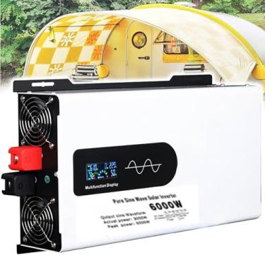 Imagem de HUIZHITENGDA 6000W Pure Sine Wave Inverter 12 V-72 V DC para 110 V/ 220 V AC com display LCD 2 tomadas AC conversor de energia do carro para Rvs, campistas, sistemas solares,24v to 220v