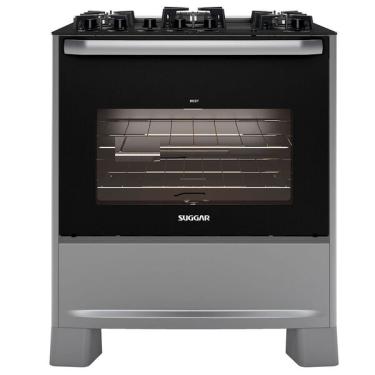 Imagem de Fogão De Piso Suggar 5 Bocas Mesa De Vidro Best Glass Prata –