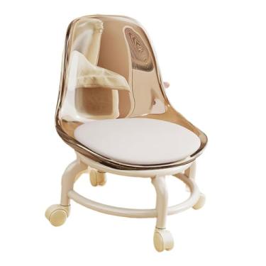 Imagem de WeiLaiKeQi Cadeira de banco com rodinhas e polia, assento de rodinhas para barbearia, cozinha, limpeza de pisos e garagem, MARROM