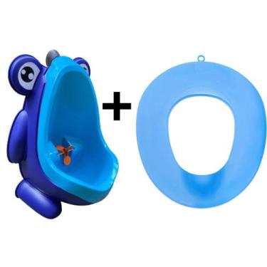 Imagem de Mictório Infantil Sapinho Bebê Azul Nacional + 1 Assento Redutor Infan
