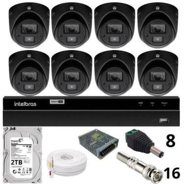 Imagem de Kit 8 Câmeras Bullet 3220d Mini Black Com Áudio Dvr Intelbras 1216-c M