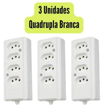 Imagem de Kit C/3 Und Tomada Tripla 10a/20a Régua P/ Extensão 2P+T - Eletro Salv