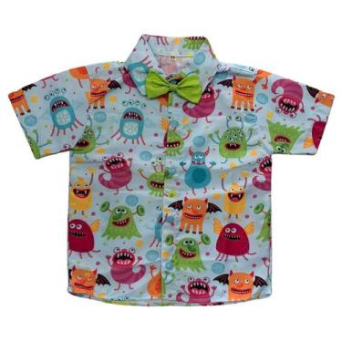 Imagem de Camisa Infantil Temática Monstros S.A e Gravata - Pequenos Encantos Ba
