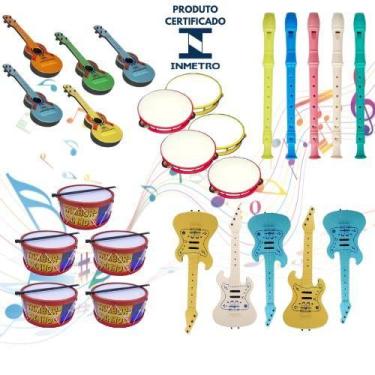 Imagem de Kit 25 Instrumentos Musicais Infantil Violão Tambor Flauta Guitarra Pa