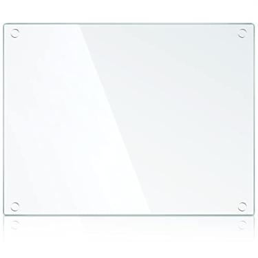 Imagem de Tábua de corte de vidro temperado grande tábua de corte retangular transparente tábuas de corte resistentes ao calor para bancada de cozinha, antiderrapante, resistente a arranhões, resistente a estilhaços, pode ser lavada na lava-louças (40 x 50 cm)