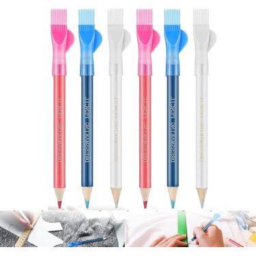 Imagem de Galepromot 6 Lápis de Costura com Pincel, Ferramenta de Marcacao, Multicolorido, Cinzel, 6 Count, Marcar, Costura