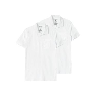 Imagem de Kit com 2 Camisetas Polo Masculina Malwee 1000004429, Branco, G