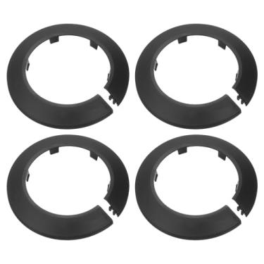 Imagem de uxcell Decoração de tampa de tubo de flange de 4 peças com diâmetro externo de 75 mm, escudo de radiador de plástico PP, capa de linha de drenagem de tubo de água redonda tipo fivela, preta