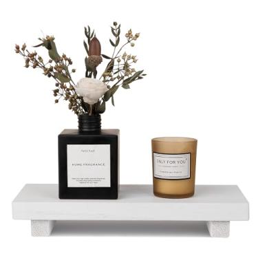 Imagem de Pedestal de bandeja de madeira pequena para decoração de banheiro de fazenda, suporte decorativo de madeira, saboneteira de cozinha para penteadeira, balcão, pia, 25,4 cm x 11,4 cm - branco