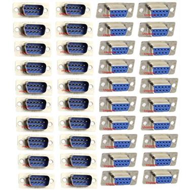 Imagem de Ltvystore RS232 Conector macho/fêmea de 9 pinos de porta serial DB9 paralela, conector soquete fêmea D-SUB fêmea/macho, pacote com 40