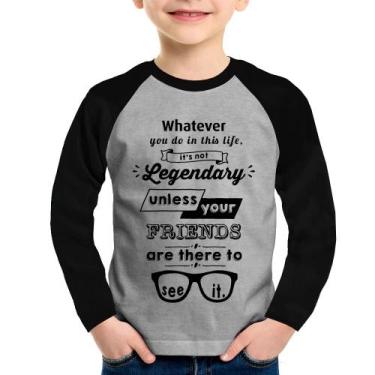 Imagem de Camiseta Raglan Infantil It's not legendary without your friends Manga