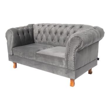 Imagem de Sofá Namoradeira 2 Lugares Chesterfield Duque Capitonê - Suede Preto /