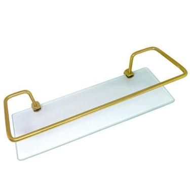 Imagem de Porta Shampoo Reto Dourado Com Vidro Incolor - Montelar Acabamentos, C