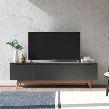 Imagem de Rack para TV até 75 Polegadas Flynt 3 PT Preto e Natural 184 cm