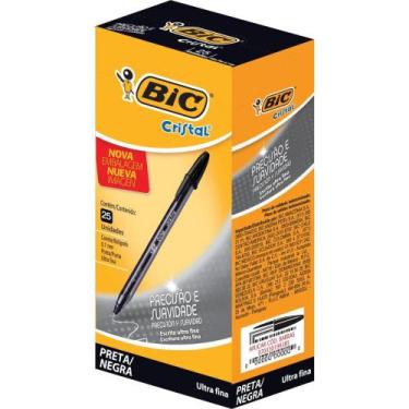 Imagem de Caneta Esferográfica BIC Cristal ULTRA Fine Preta  Caixa com 25 Unidad