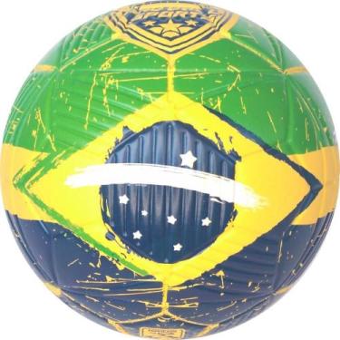 Imagem de Bola de Futebol de Campo Brasil PVC/PU Nº 5 VERDE/AMARELO/AZUL - Futeb