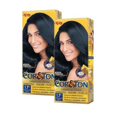 Imagem de Kit 2 Coloração Niely Cor&Ton Preto Azulado Especial 1.7 - Cor & Ton