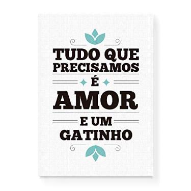 Imagem de Arte Maníacos Quadro Decorativo em Tela Canvas Amor e Gatinho - 65x46cm