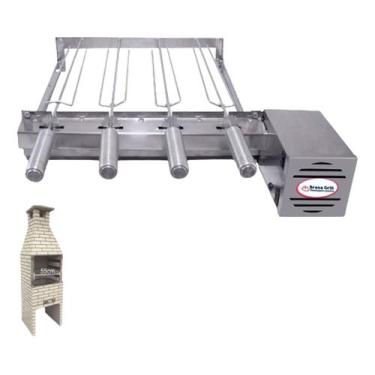 Imagem de Brasa Grill Único Andar Gira 4 Espetos para Churrasqueiras Pré Moldada