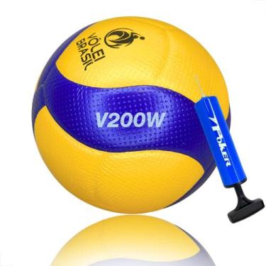 Imagem de Bola De Vôlei Mikasa V200w Oficial Quadra Fivb + Bomba De Ar