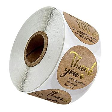 Imagem de Etiquetas redondas de papel F Fityle 500 peças feitas à mão Thank You - Kraft