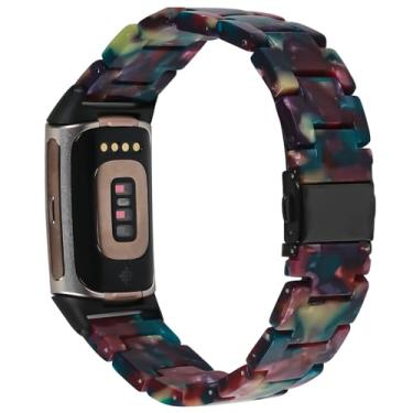 Imagem de Limque Pulseira de Resina à Prova D'água e Leve, Compatível com Fitbit Charge 6/5, Fechamento de Aço Inoxidável, Moderno, Feminino