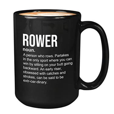 Imagem de Bubble Hugs Caneca de café para remo 425 g preta - definição de rower - definições de rower amantes do esporte jogo atleta amante do lago barcos corrida