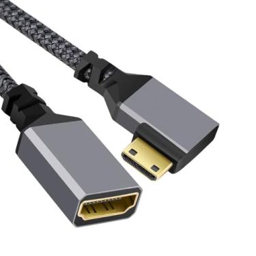 Imagem de xiwai 4K Mini HDMI 1.4 macho 90 graus ângulo reto para HDMI fêmea cabo de extensão para câmera DV MP4 DC laptop