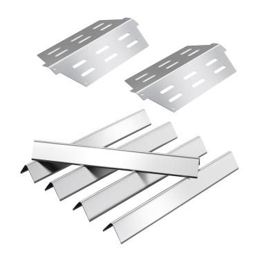 Imagem de WEBROIL Barras aromatizadoras e peças de substituição de defletor de calor para churrasqueira Weber Genesis 300 Series E/S/EP/CEP-310 320 330 com botões de controle frontal, peças de grelha de aço