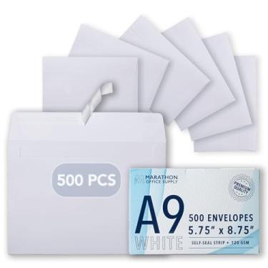 Imagem de Envelopes brancos MOS A9 14 x 21 cm, pacote com 500 — Envelopes de convite pesados autoselados para cartões comemorativos, confecção de cartões, RSVP, convites de casamento, correspondências