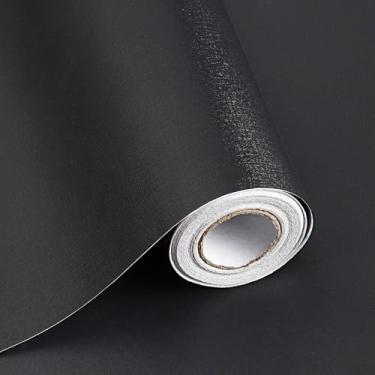 Imagem de Papel de parede preto para contato preto papel de parede autoadesivo decorativo impermeável papel de contato removível para revestimento de parede móveis armário bancada rolo de vinil 199.9 cm x 45.0