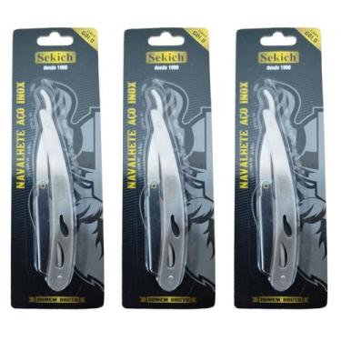 Imagem de Kit 3 Navalhete Aço Inoxidável Linha Gold 1112 - Sekich