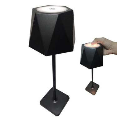 Imagem de Luminaria Abajur de Mesa 3 Tons LED Bateria Recarregavel USB Casa Trab