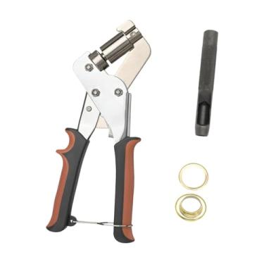 Imagem de Conjunto de alicates de ilhó, kit de prensa de ilhó portátil, alicate perfurador de buraco para projeto diy, bolsa, cartazes, sinais, Ouro 100 Unidades